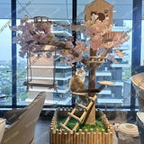 C Large Cat Climbing Frame Solid Wood Trunk Wear-resistant, Cat Coffee House Decorative Tree, Nest Cat Tree Integrated
