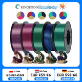 KINGROON 5KG Silk Tricolor PLA Filament 1.75mm, Three-colour Coextrusion 3D Printing Material, New Color Change, 5Roll 1kg/Spool