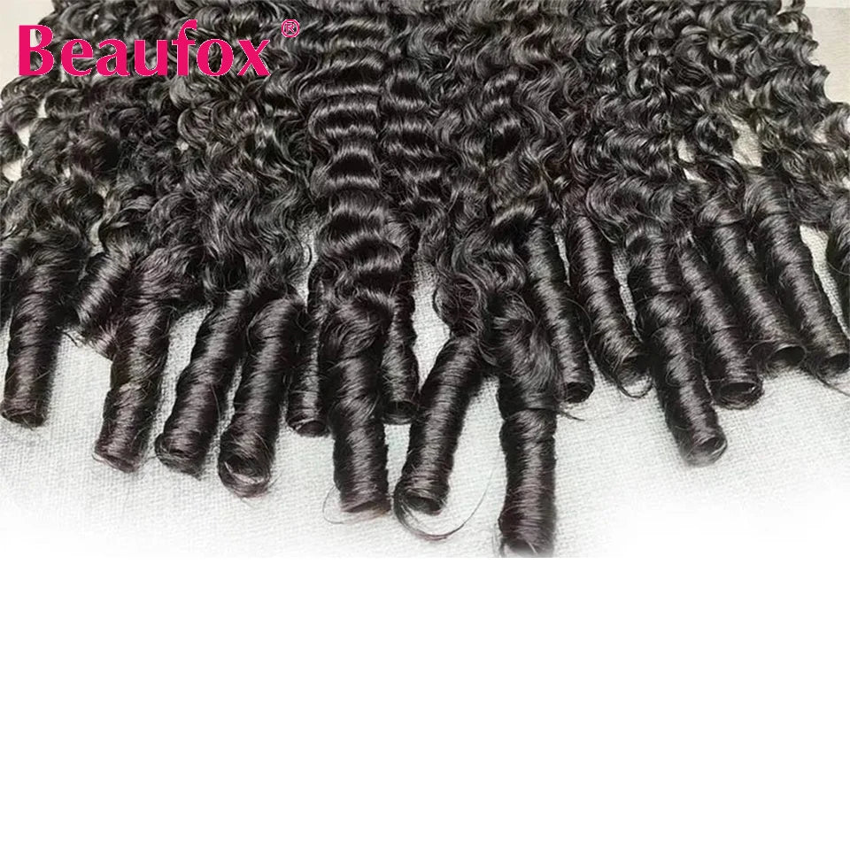 Beaufox Burmese Curly Hair Bundles Pixie Curly Bundles Human Hair Virgin Water Wave Human Hair Bundles Ocean Spiral Curly 30”