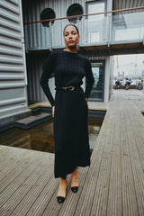 AS AW2025 cable knitting maxi dress soft Sweater round neck woman clothes with buttons