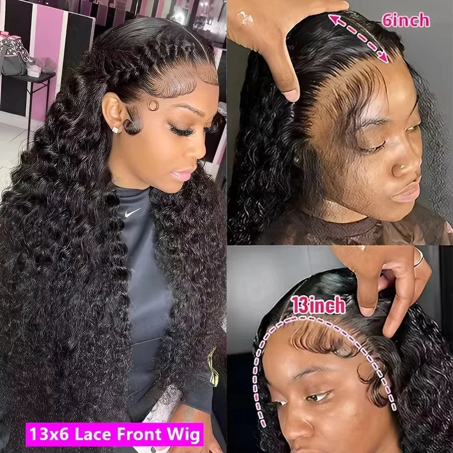 40 Inch Deep Wave Frontal Wig 13x4 13x6 HD Lace Frontal Human Hair Wigs 5x5 Hd Lace Closure Wig Glueless Human Hair Curly Wigs