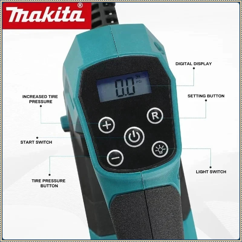 Makita Portable Cordless Tire Inflator Electric Air Pump with Digital Display Screen Air Compressor For Car Bicycle Tires Ball