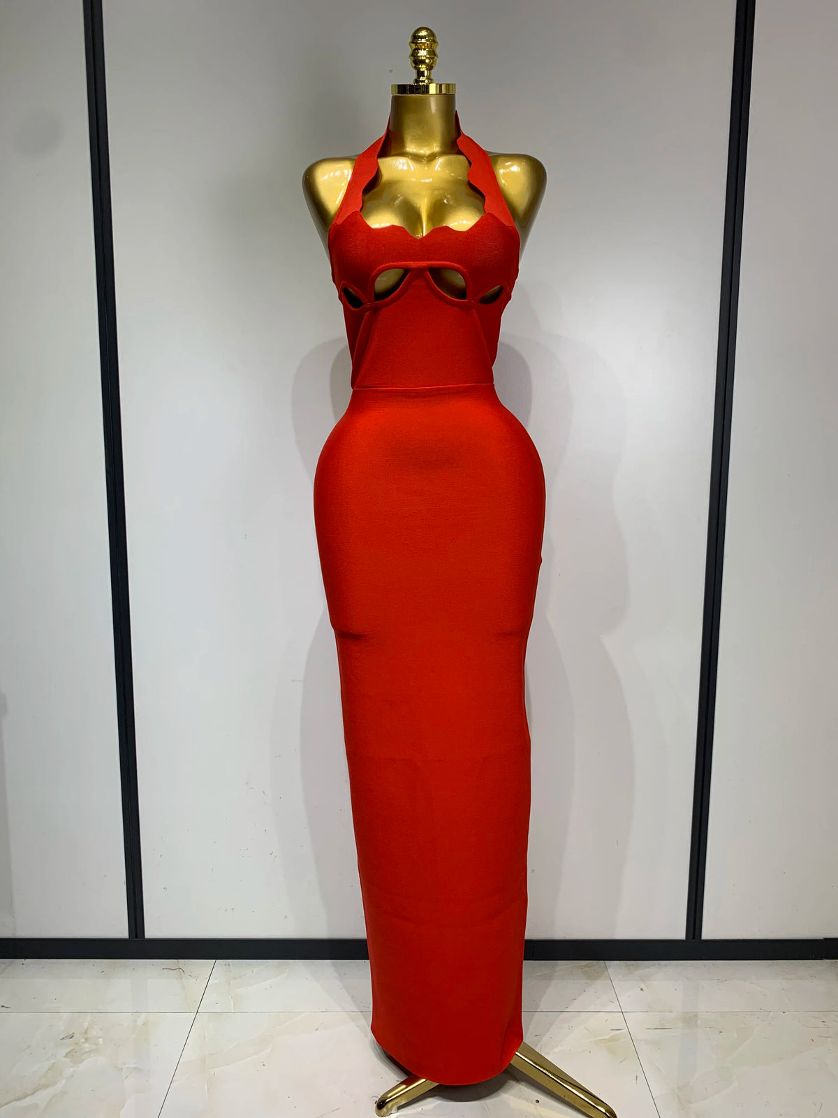 Women Halter Neck Sexy Cut Out Backless Bandage Long Dress Celebrity Elegant Evening Party Luxury Birthday Nightclub Dress
