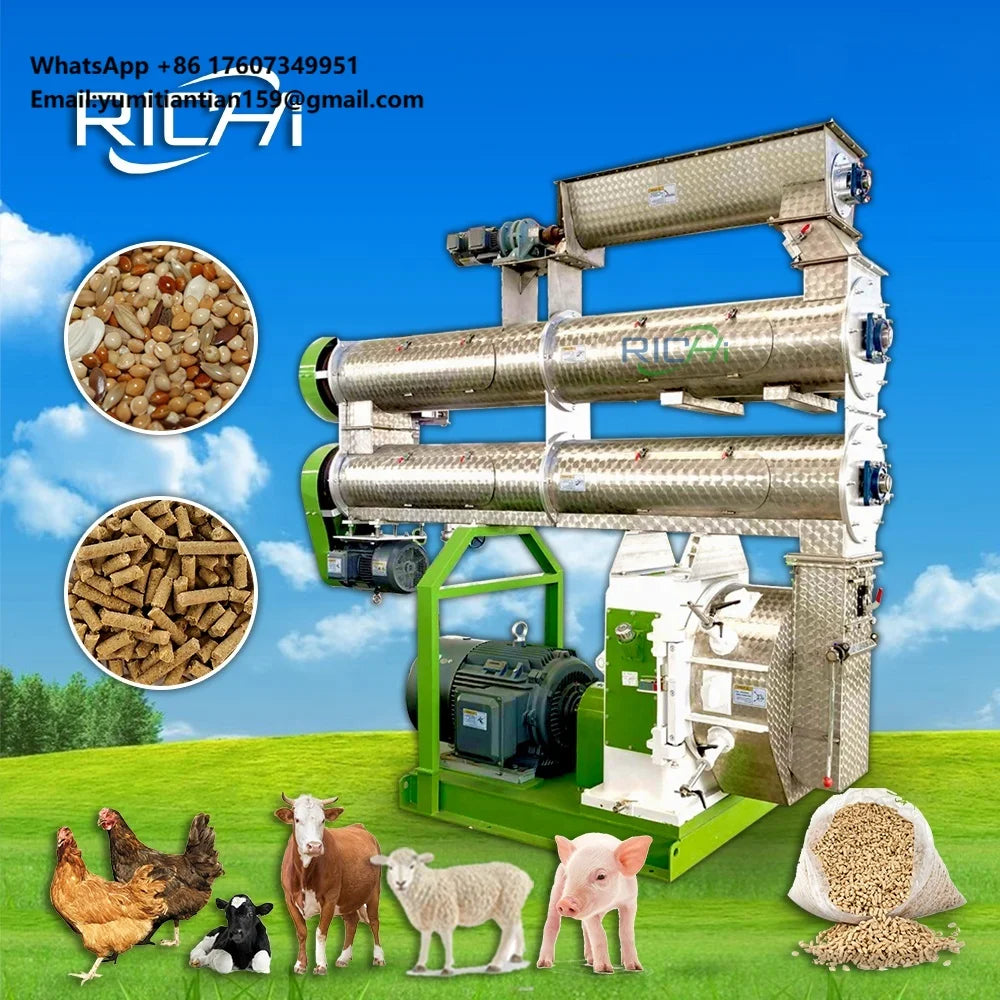RICHI Completely Certified Animal Chicken Feed Pellet Making Machine for Breeding Farm Livestock