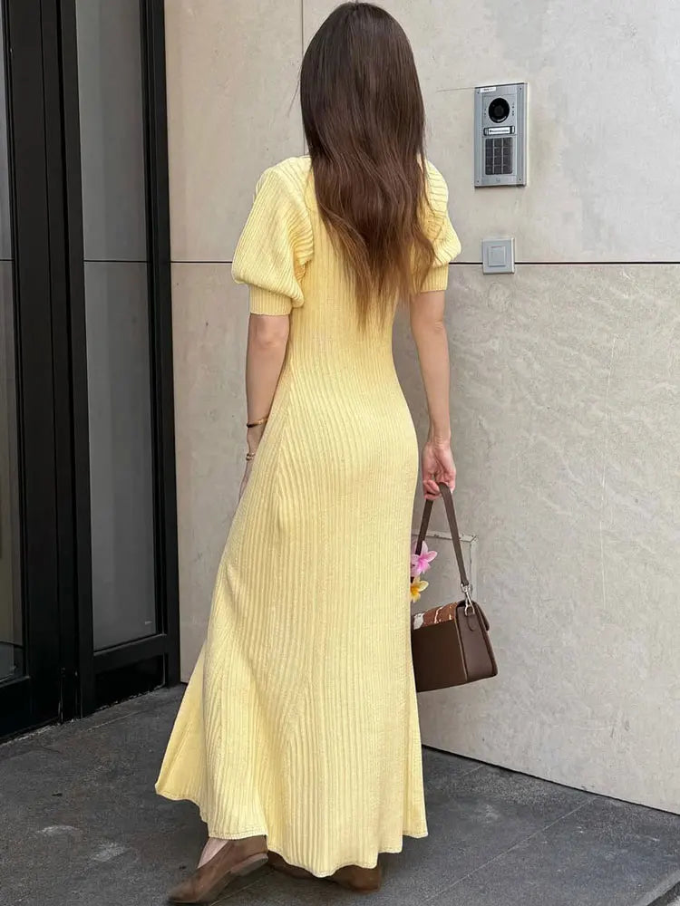 Tossy Fashion Knit Cardigan Maxi Dress Summer Women Chubby Loose Elegant Vintage Evening Party Dress Female Knitwear Long Dress