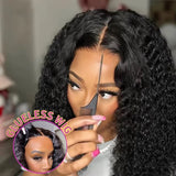 Water Wave Glueless Wig Pre-Cut Lace Wig Pre-Plucked Natural Black Deep Wave Wear & Go Glueless Curly Human Hair Wigs For Women