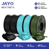 JAYO 3D Printer Filament  PETG PLA HSMPETG PLA PLUS 1.75mm 5Rolls 3D Printing Materials for 100% No Bubble &FDM 3D Pen DIY Gift