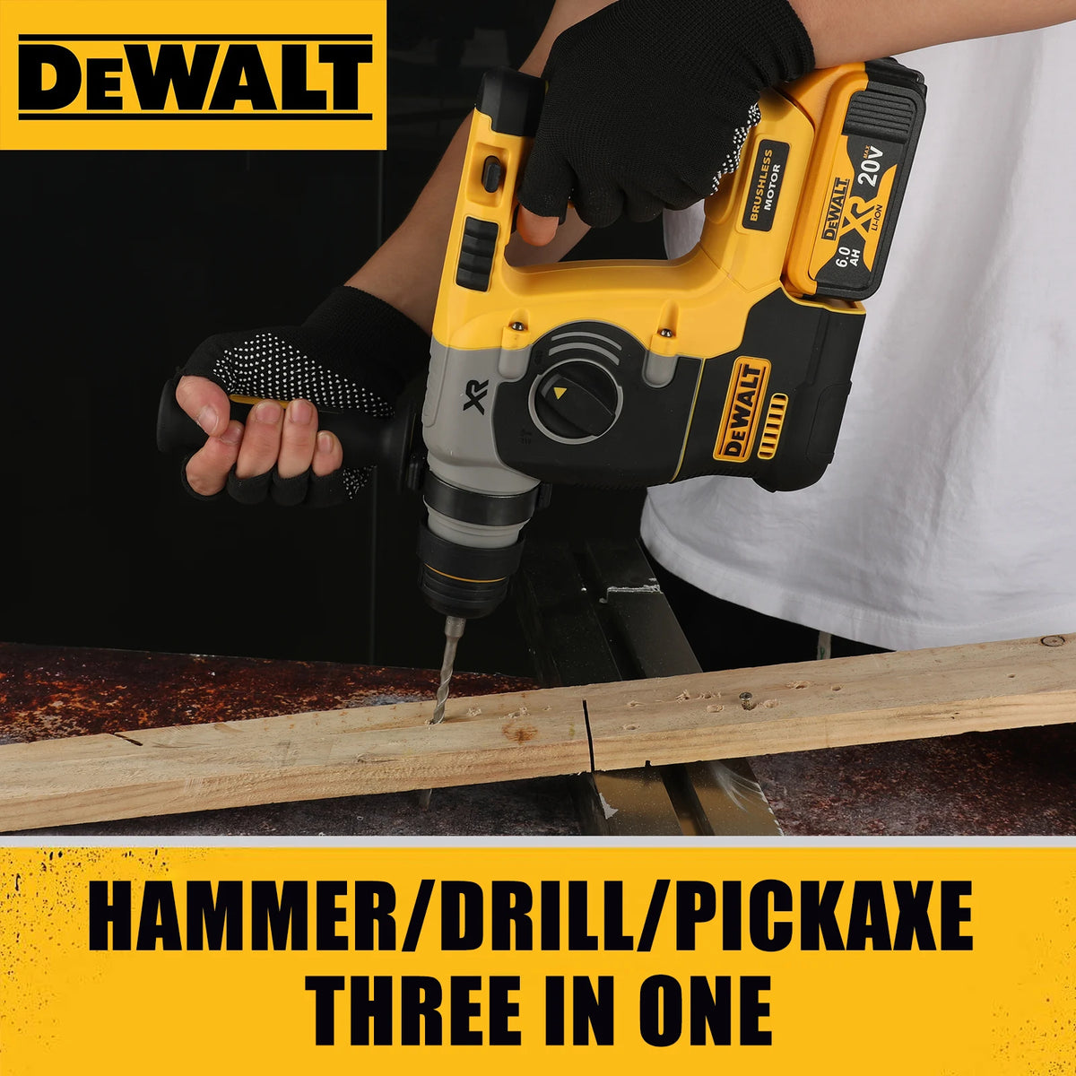 20V 6.0Ah DEWALT DCH273 Cordless Rotary Hammer, SDS-Plus Brushless 2.1J Heavy Duty Drill for Construction Concrete