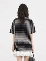 CHIC VEN Women T-Shirts Slim Pullover Short Sleeve New Contrast Stripes Pleated Tees Female Top for Girl Spring Autumn 2026