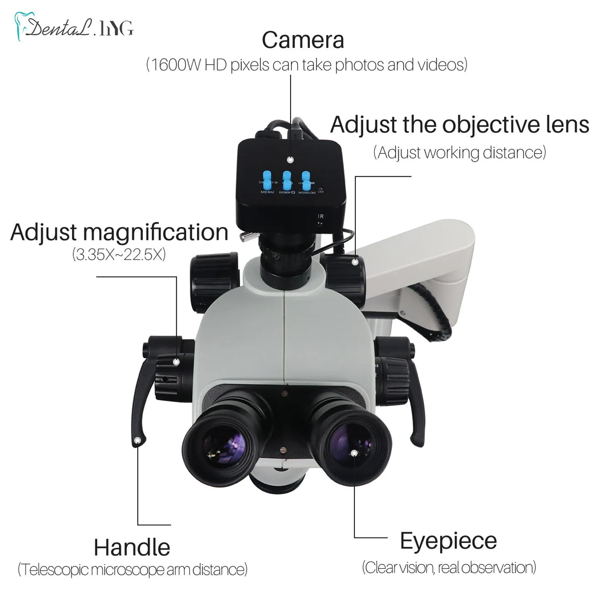 Dental Microscope With Camera Continuous Zoom Dental Root Canal Microscope With LED Light Clip On Chair Table Dental Equipment