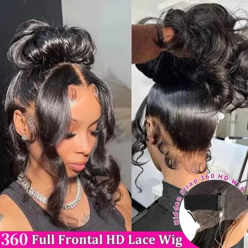 Invisible Strap 360 Full Lace Wig Body Wave 360 Hd Lace Wig 220% Density Natural Color Loose Body Wave Brazilian Human Hair Wigs