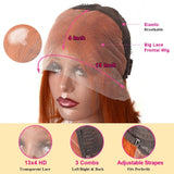 13x4 Lace Front Short Bob Wig 350 Ginger Orange Color Straight
