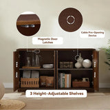 Retro Walnut Sideboard Cabinet with Magnetic Door, Adjustable Shelf for Living Room or Kitchen