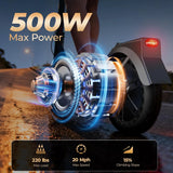 Electric Scooter 500W Motor 20 MPH 20 Mile Max Range 8.5" Foldable E-scooter Dual Suspension APP Control for Adults Commuting