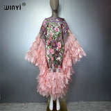 WINYI Summer Women's Casual Dresses Elastic Slim Pleated Dress Abaya Dubai Luxury Party Dress Muslim Woman Boho Evening Dress
