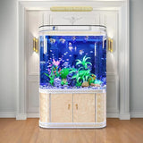 All-in-One AquariumStylish Double Rounded Corner Glass Bar Aquarium Perfect Eco-Aquarium Home Office Decoration Saltwater Freshw