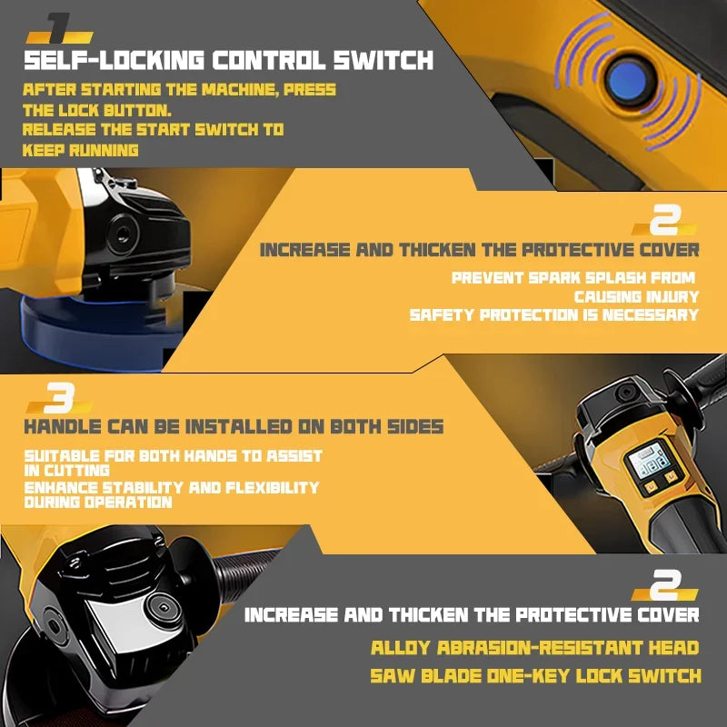 Dewalt  Brushless Angle Grinder 3 Gears Cordless Grinding Machine Cutting Woodworking  Pin
