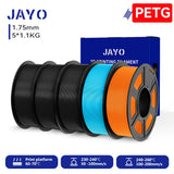 JAYO 3D PETG/PLA/PLA PLUS Filament 1.75mm PLA Filament 5 Rolls For Bambu FDM 3D Printer Neatly Wound 3D Printing Material for 3d