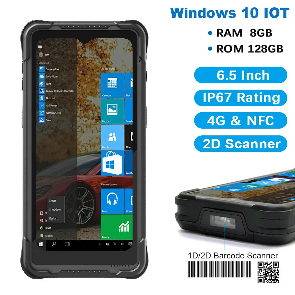 Handheld Windows Rugged PDA 8G RAM 128G ROM Intel N5100 CPU Barcode Scanner IP67 Waterproof Data Acquisition Terminal