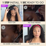 Headband Wigs Human Hair Deep Water Wave Human Hair Wigs 200% No Lace No Glue Machine Made Wig Beginner Friendly Curly Wigs