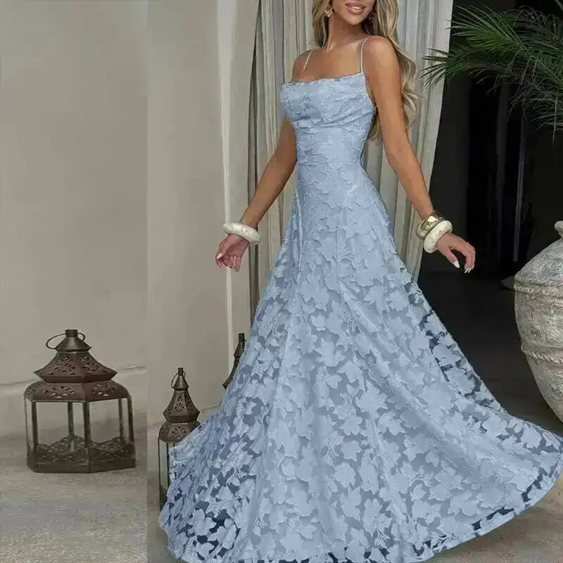 Giyu Sexy Evening Party Dresses Women 2026 Summer Beach Backless Bandage Maxi Long Dress Big Swing Jacquard Holiday Wedding Robe