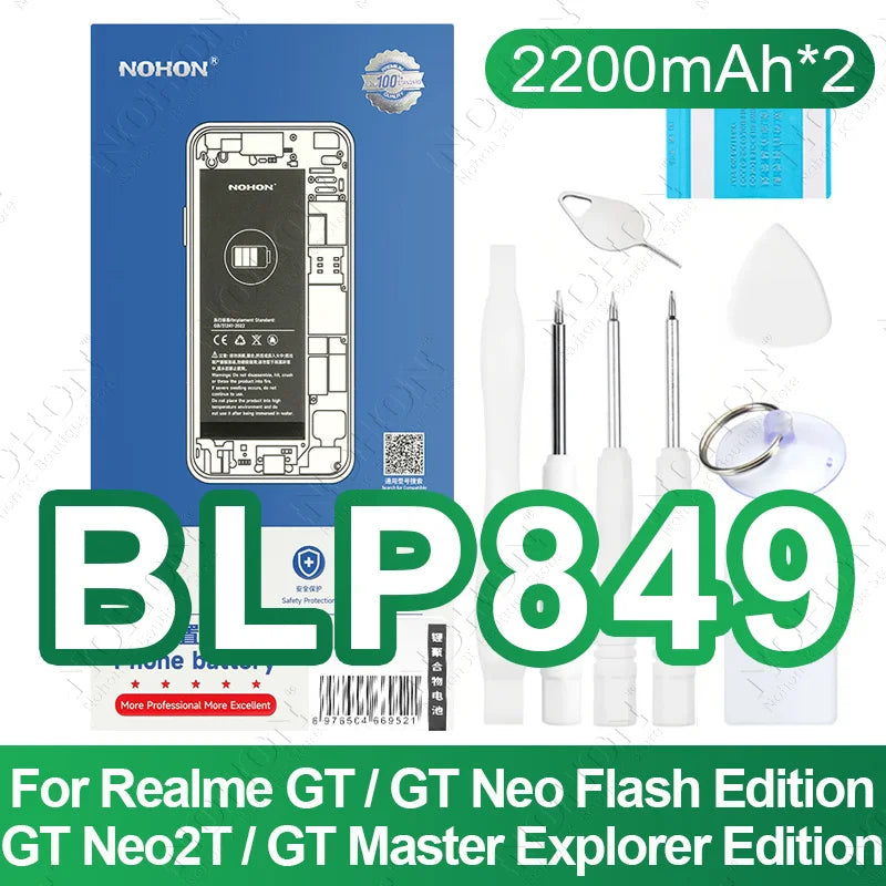 NOHON BLP985 BLP919 BLP887 BLP849 Battery For OPPO Realme GT Neo 5 3 2 5G 2T Replacement Phone Batteries