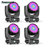 4PCS 19x15W Moving Head Light Beam RGBW Stage Effect Lighting Projector Zoom Wash Lights for Party Concert Theater Live Show Bar