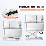 VEVOR 50" Pet Dog Grooming Tub Electric Height Adjustment Stainless Steel Bathing Station Bathtub for Multiple Pets Washing Sink