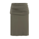 With Jean V-Neck Pleated Mid-Sleeve Top, High-Waisted Pleated Slit Midi Skirt, Slim-Fit Drapey Hot Girl Style Bodycon Skirt
