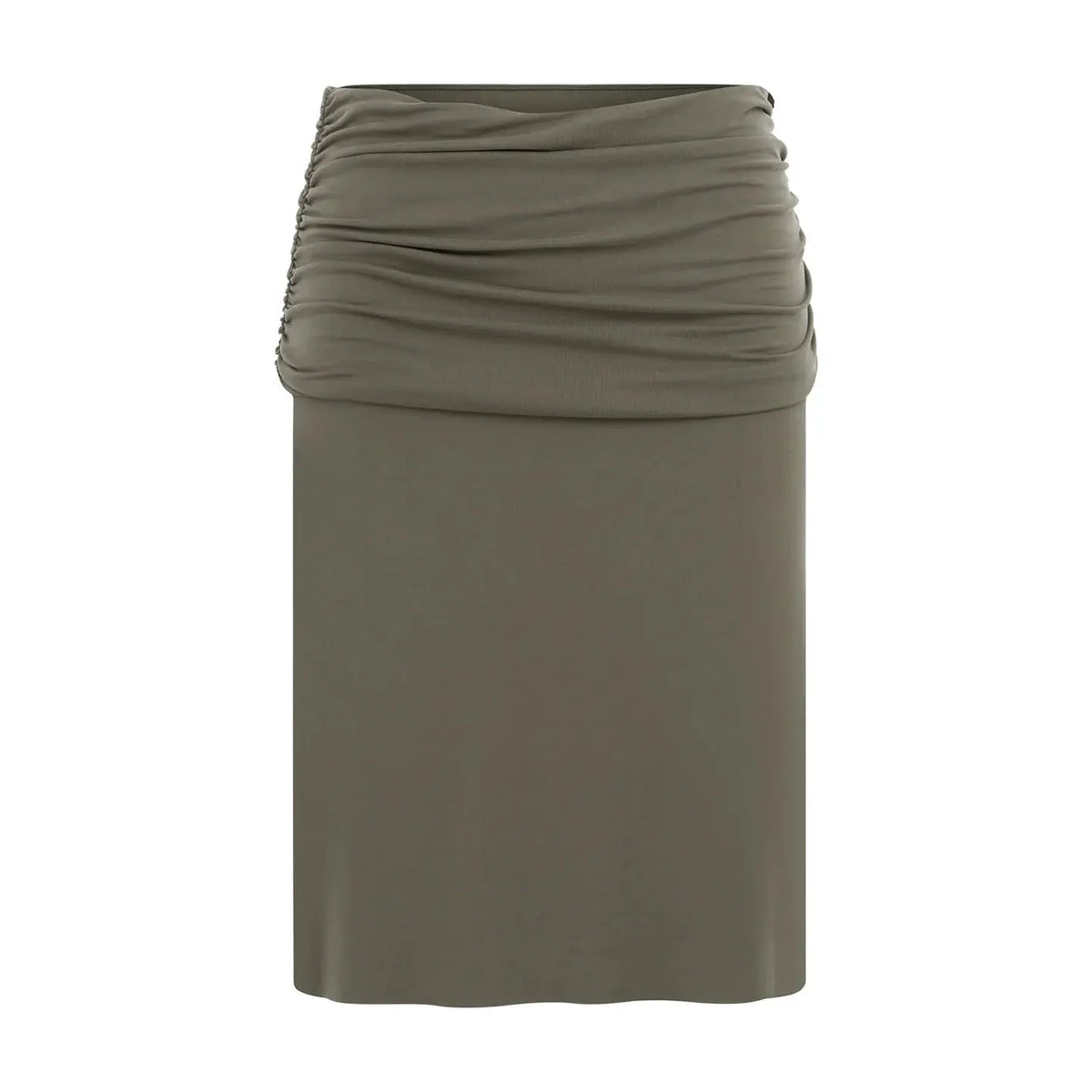 With Jean V-Neck Pleated Mid-Sleeve Top, High-Waisted Pleated Slit Midi Skirt, Slim-Fit Drapey Hot Girl Style Bodycon Skirt