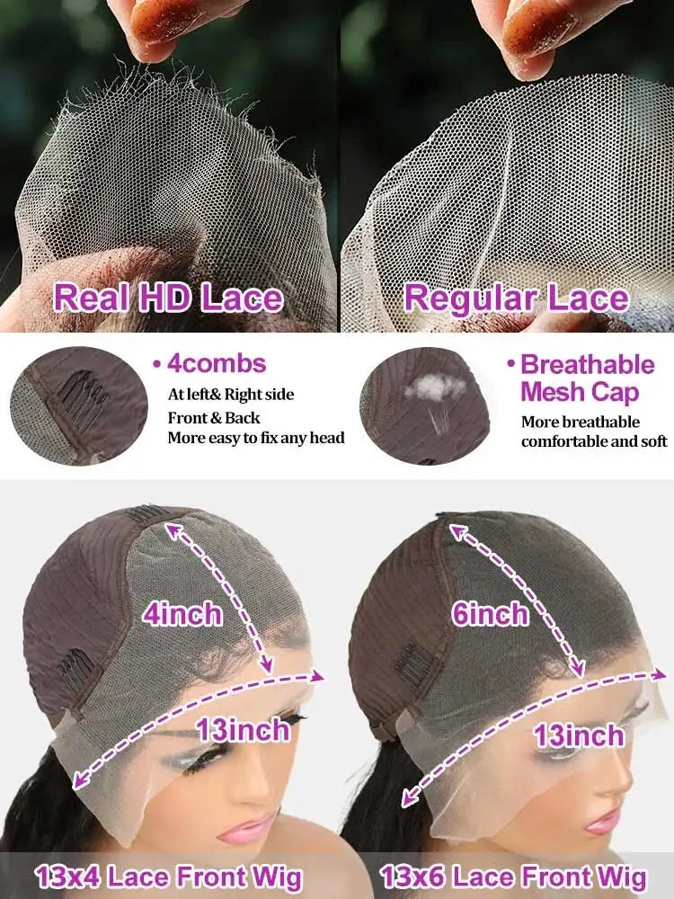 13x4 13x6 HD Lace Frontal 5x5 Closure Wigs | 40 42 Inch Bone Straight