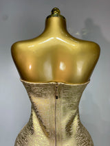 Women Sexy Gold Strapless Bodycon Bandage Dress 2025 Fashion Celebrate Evening Party Luxury Birthday Wedding Guest Dress
