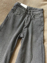 2025 Winter Women's Korean Designer Striped Velvet Denim Pants Y2K 2000s Warm Vintage Baggy Jean Japanese Harajuku Jeans New In