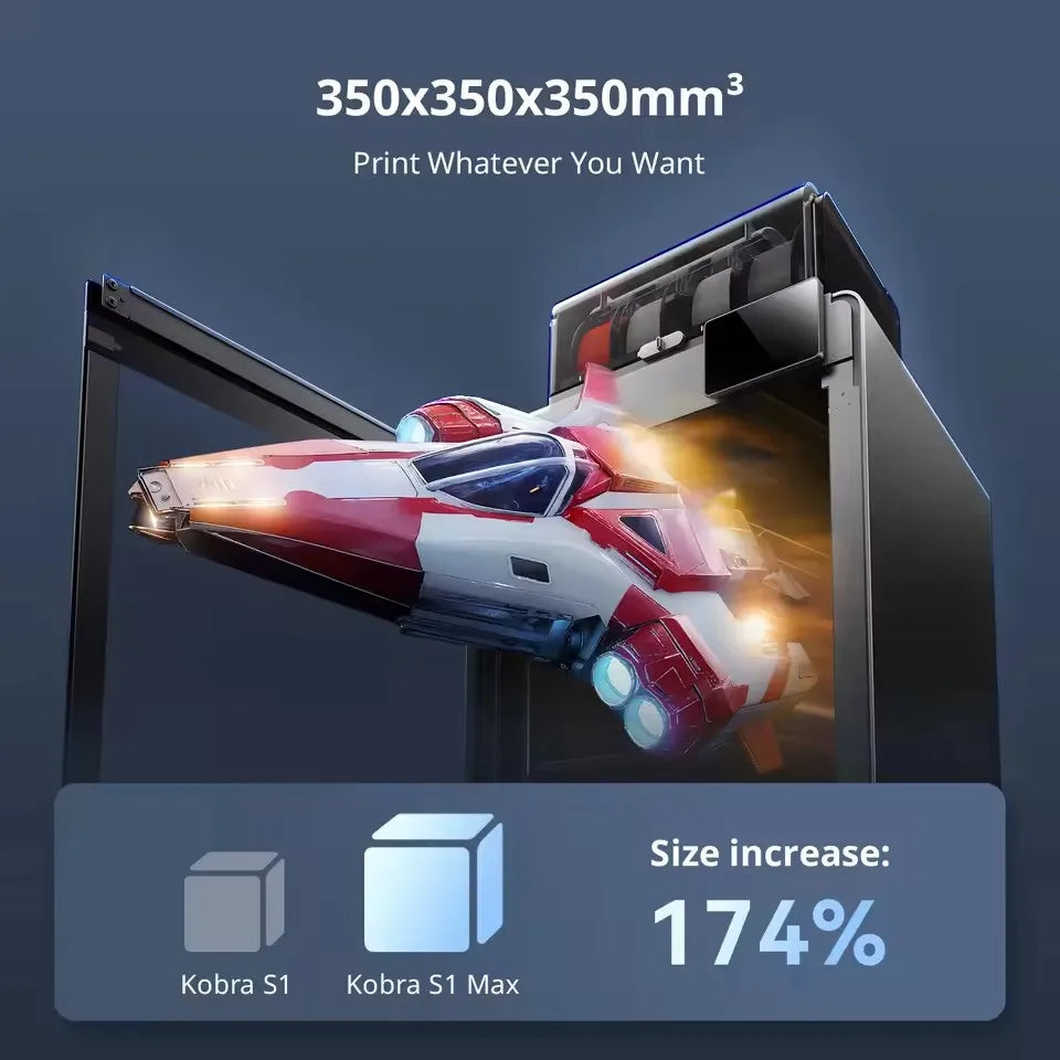 Anycubic Kobra S1 Max Combo MultiColor 3D Printer Hardened Steel Nozzle High Precision Max Speed 600mm/s 3D Printer 350×350×350