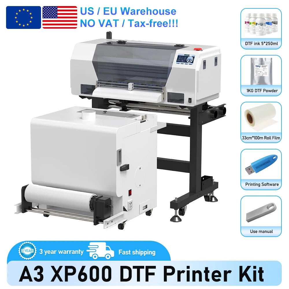 A3 DTF Printer Impresora XP600 DTF Printer A4 L800 DTF Printer Printing Machine For T-shirt Direct Transfer Roll Film Printer
