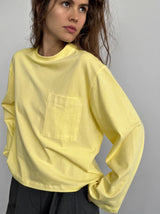 Hirsionsan 2026 New Round Neck Long Sleeved T-shirt for Women, Pure Cotton Pocket, Simple and Casual Instagram Style Short Top