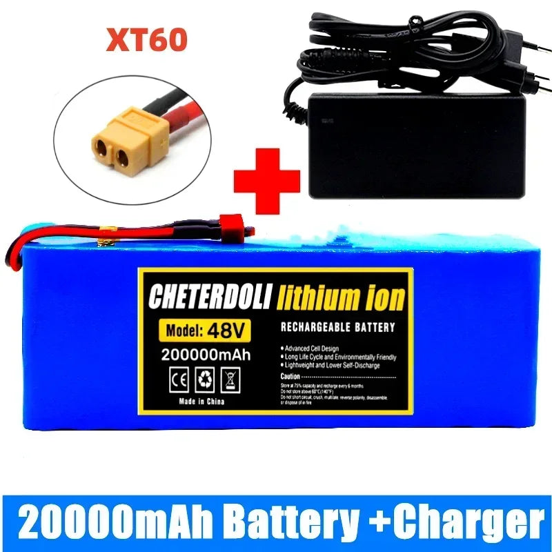 13S3P 20Ah Lithium-ion Battery Pack 48V 20000mAh with 250W 350W 500W 750W 1000W BMS for 54.6V E-bike Electric Bicycle Scooter