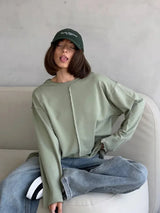 New Autumn Women's Cotton T-Shirt Long Sleeve Top Oversized Round Neck Pullovers 2026 Female Clothes Soft Basic Loose Shirts