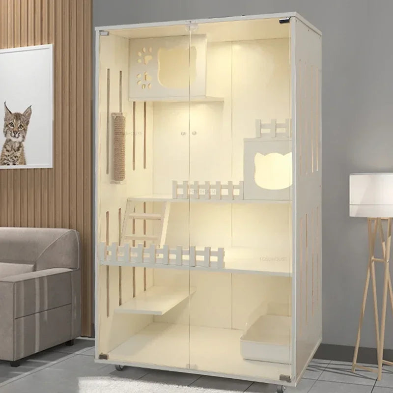 Solid Wood Cages Super Large Cat Villa Double-storey Cat Cage House Home Luxury Nest Cat Cabinet Indoor Pet  House