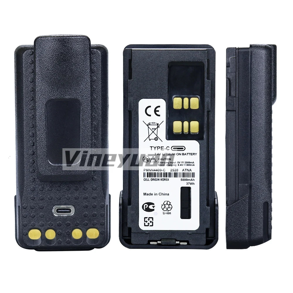 5000mAh PMNN4409AR Type-C USB Replacement Battery for Motorola APX4000 XPR3500 XPR7380 XPR7550 GP338D+ XIR P8660i Two Way Radios