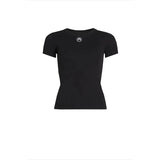 Retro Women's T-Shirt Summer Casual Slim Fit Short Sleeve Round Neck Solid Color Top Innerwear with Embroidered Moon Design