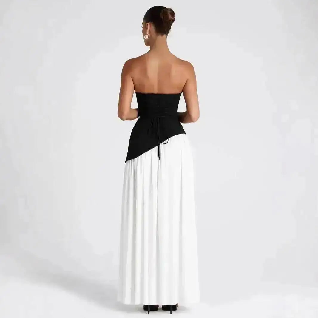 Giyu Sexy Evening Party Dresses Women 2026 Autumn Summer Maxi Long Dress Elegant Strapless Split Backless Pleated Dress