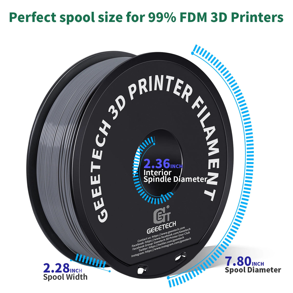 GEEETECH 10Kg 3D ABS+ Filament 1.75mm Spool Wire For 3D Printer Material,Safety, Vacuum packaging