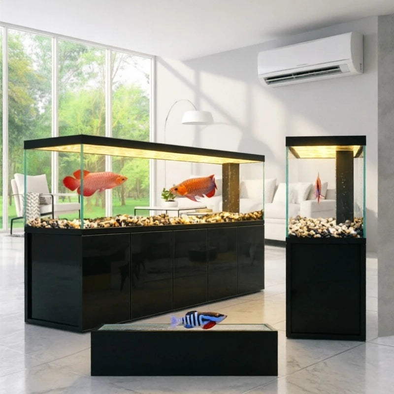 All-in-One AquariumLarge Freestanding Goldfish Tank With Bottom Filter And Ultra-Clear Glass Integrated Cabinet For Living Room