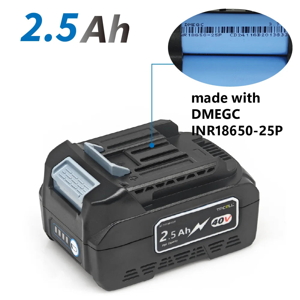 TPCELL 2.5/3AH For MKT 40V TABLESS Battery Li-ion Replacement for BL4025 BL4040,for MKT XGT Tools