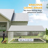 Outdoor Dog Kennel, 19.7' x 19.7' x 8.9', Heavy Duty Large Dog Kennel Outside w/Waterproo Roo, Galvanized Chain Link Pet Enclosu