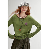 ELFSACK Women's Striped Ringer T-Shirt with Star Print, Casual Long Sleeve Graphic Top for Everyday Wear