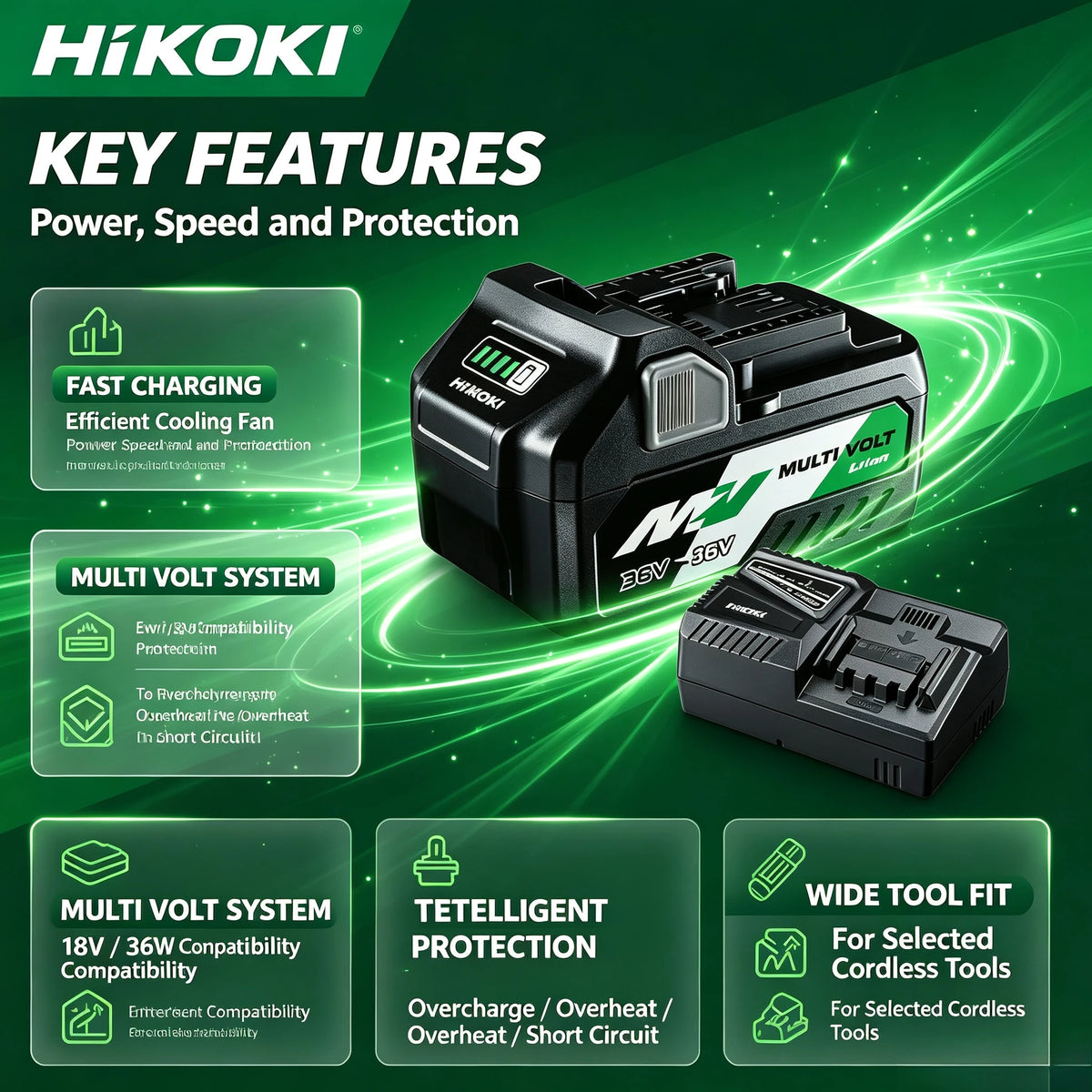 Hitachi HiKOKI 18V/36V 5.0Ah Lithium Battery BSL1840 BSL1850 Fit DS18DSL C18DSL High Power Long Runtime Power Tool Battery
