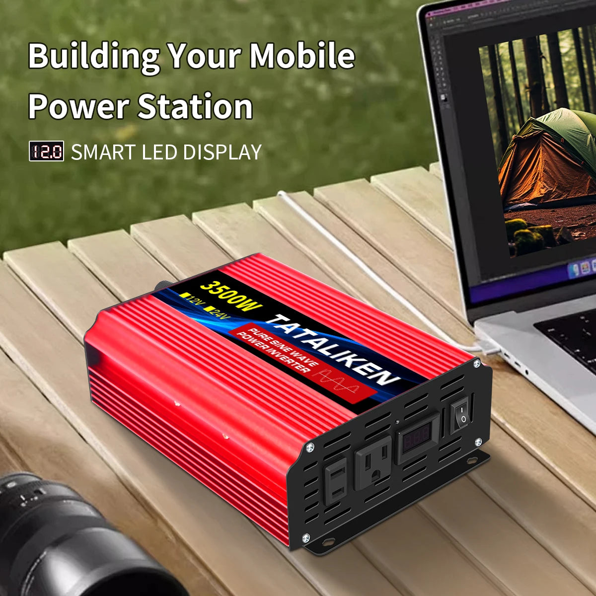 Pure Sine Wave Inverter 3500W/4000W/4500W/5000W inverter  12v converter 60HZ Portable camping car available US socket