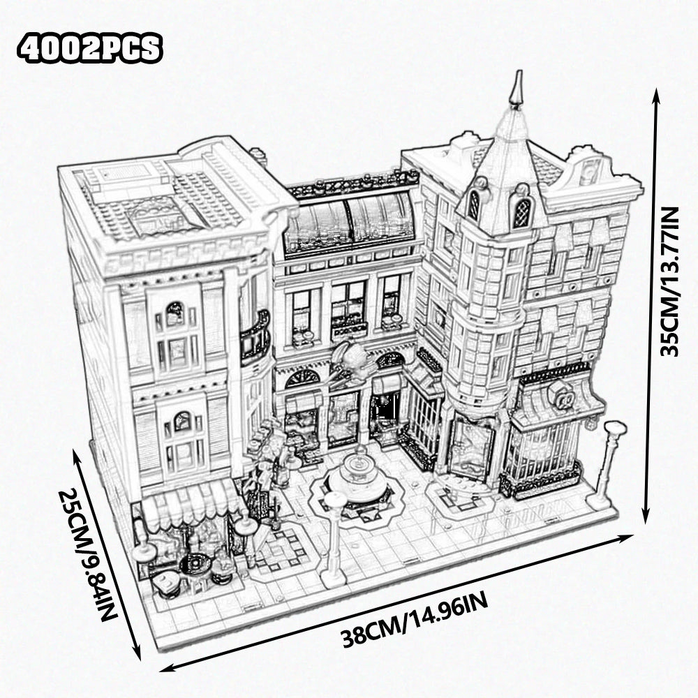 Creative Expert Brick Bank Street View Building Blocks Tudor Corner Assembly Downtown Diner Assembly Square Model Sets Toys Gift For Adults Room Decor 10251